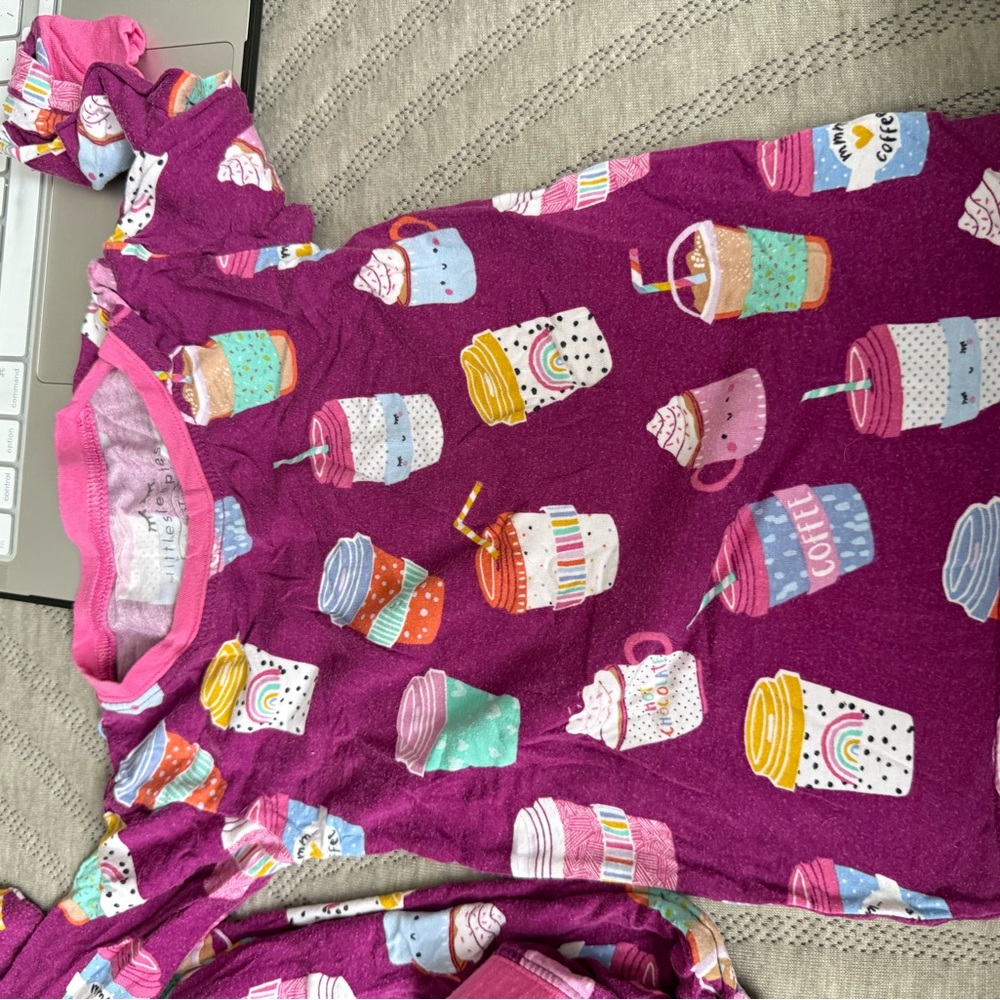 Little Sleepies Purple Coffee Cup pajama set